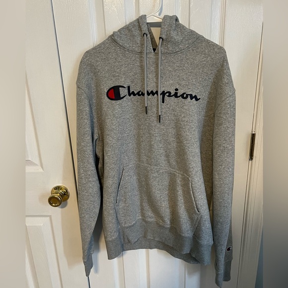 Champion Tops - Champion Womens Medium Grey Cotton Long‎ Sleeve Hoodie